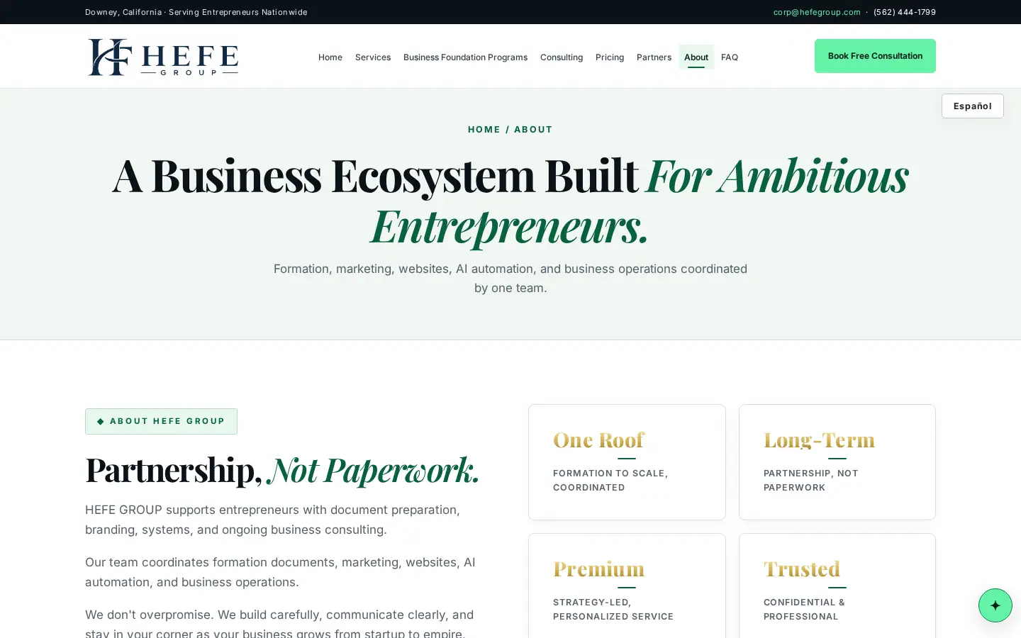 HEFE GROUP about section.